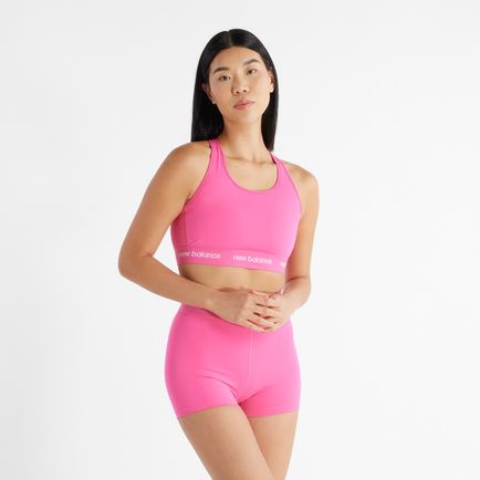 Top New Balance Mujer Medium Support Sleek Pace Bra Rosa