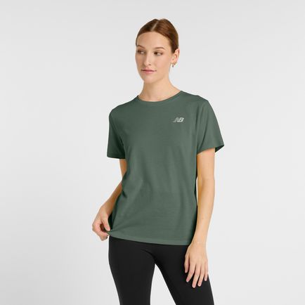 Remera New Balance Mujer Sport Essentials Heathertech T-Shirt Verde