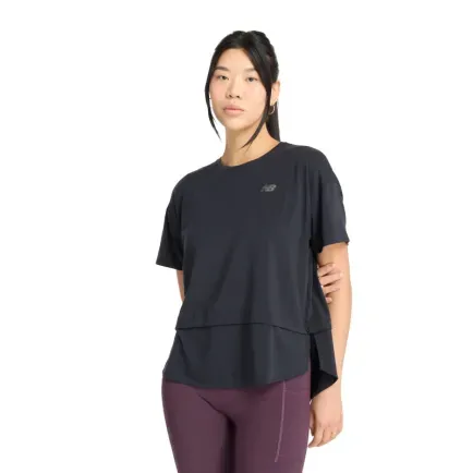 Remera New Balance Mujer Drapey Jersey Oversized Tshirt Negro