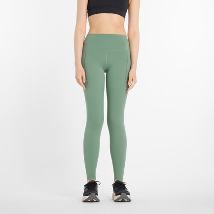 Calza New Balance Mujer Nb Sleek Pocket High Rise 27 Verde