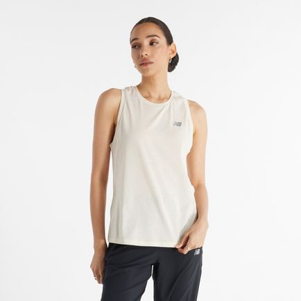 Camisilla New Balance Mujer New Balance Heather Tech Tank Beige