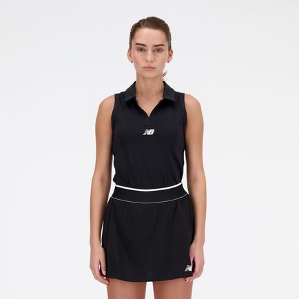 Camisilla New Balance Mujer Collared Tournament Tank Negro