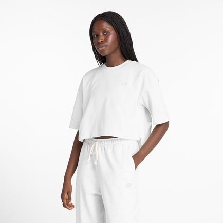 Remera New Balance Mujer Logo Relaxed Jersey T-Shirt Blanco