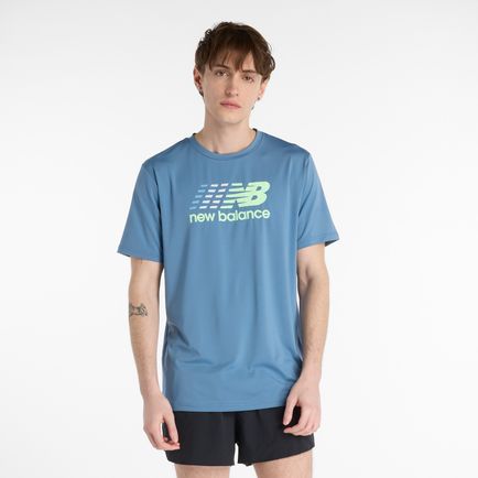 Remera New Balance Hombre Multi Color Performance Tshirt AZUL